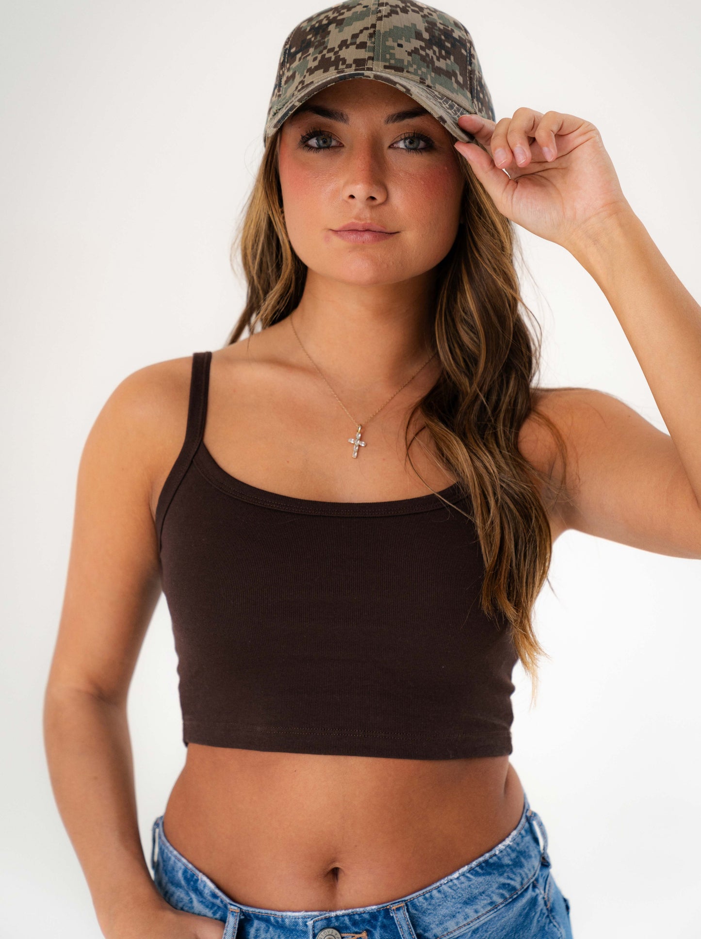 Los Angeles Apparel Baby Rib Spaghetti Crop Tank